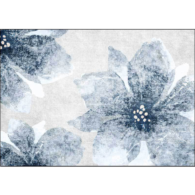 Whitewash Floral Print Rug Blue and Grey French Country Rug Polyester Washable Anti-Slip Backing Carpet for Living Room Clearhalo 'Area Rug' 'French Country' 'Rugs' Rug' 1598155