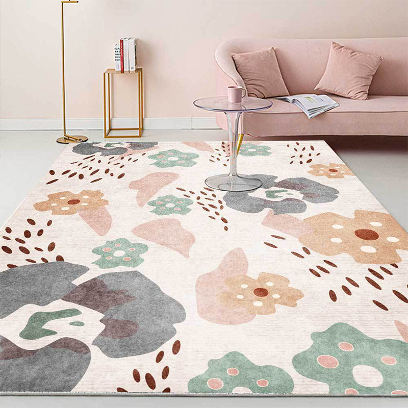 French Country Floral Pattern Rug Pink and Beige Polyester Rug Machine Washable Non-Slip Backing Area Rug for Living Room Clearhalo 'Area Rug' 'French Country' 'Rugs' Rug' 1598162
