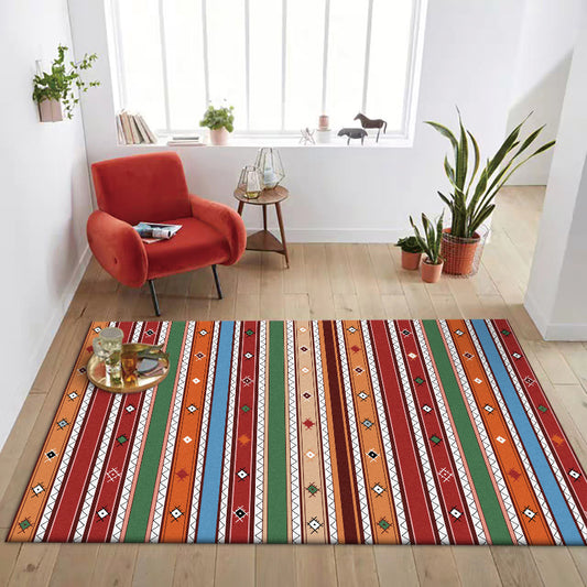 Red Multicolor Bohemian Rug Polyester Striped Pattern Rug Washable Non-Slip Backing Carpet for Living Room Clearhalo 'Area Rug' 'Bohemian' 'Rugs' Rug' 1598266