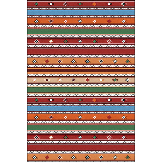 Red Multicolor Bohemian Rug Polyester Striped Pattern Rug Washable Non-Slip Backing Carpet for Living Room Clearhalo 'Area Rug' 'Bohemian' 'Rugs' Rug' 1598267