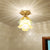 Ruffle Bloom Corridor Ceiling Fixture Warehouse Colorful Ribbed Glass 1-Head Brass Flush Mount Lighting Brass Clearhalo 'Ceiling Lights' 'Close To Ceiling Lights' 'Close to ceiling' 'Flush mount' Lighting' 1598368