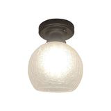 Rural Style Global Flush Light Single Bulb White Textured Glass Ceiling Mounted Fixture in Black, 6"/7"/8" Wide Clearhalo 'Ceiling Lights' 'Close To Ceiling Lights' 'Close to ceiling' 'Flush mount' Lighting' 1598378