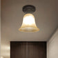 Black Single Bulb Ceiling Light Antiqued Milky Glass Bell Shape Flush Mount Lighting Fixture Clearhalo 'Ceiling Lights' 'Close To Ceiling Lights' 'Close to ceiling' 'Flush mount' Lighting' 1598467