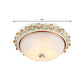 Rustic Style Dome Shape Ceiling Flush 11"/15"/19" W 2/3-Head Opaline Glass Flush Mount Lighting in White/Brass Clearhalo 'Ceiling Lights' 'Close To Ceiling Lights' 'Close to ceiling' 'Flush mount' Lighting' 1598483