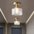 Drum Corridor Semi Flush Traditional Clear Prismatic Glass Single Bulb Brass Ceiling Mounted Fixture