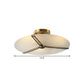 Brass 3-Head Ceiling Fixture Vintage Milky Glass Clock Semi Flush Mount Lighting for Bedroom Clearhalo 'Ceiling Lights' 'Close To Ceiling Lights' 'Close to ceiling' 'Glass shade' 'Glass' 'Pendant Lights' 'Semi-flushmount' Lighting' 1598524