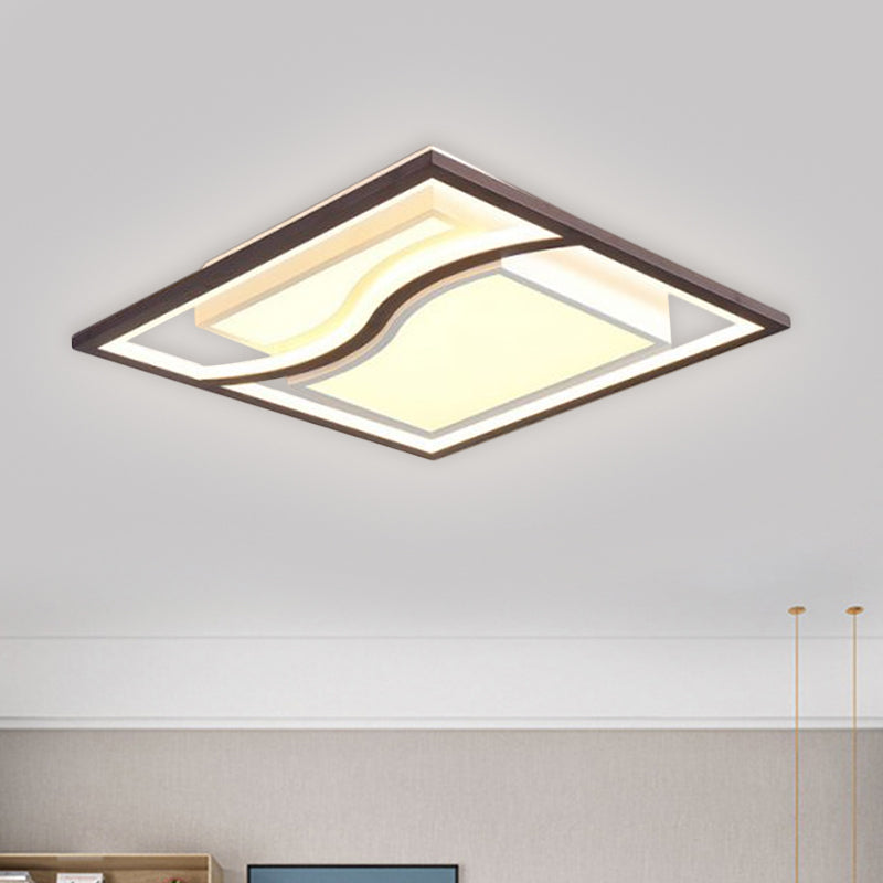 21" Wide Modernist Square Flush Mount Acrylic LED Bedroom Close to Ceiling Lighting in Black, Warm/White Light Black 21" Clearhalo 'Ceiling Lights' 'Close To Ceiling Lights' 'Close to ceiling' 'Flush mount' Lighting' 1598538
