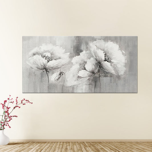 Pencil Sketch Flower Wall Art Contemporary Canvas Painting in Grey for Living Room Clearhalo 'Art Gallery' 'Canvas Art' 'Contemporary Art Gallery' 'Modern' Arts' 1598694