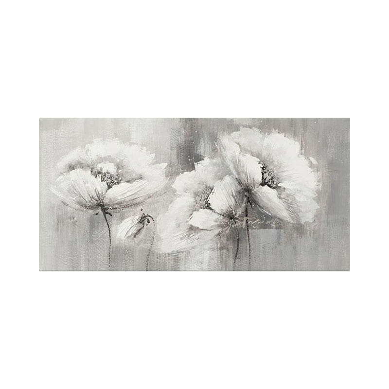 Pencil Sketch Flower Wall Art Contemporary Canvas Painting in Grey for Living Room Clearhalo 'Art Gallery' 'Canvas Art' 'Contemporary Art Gallery' 'Modern' Arts' 1598696