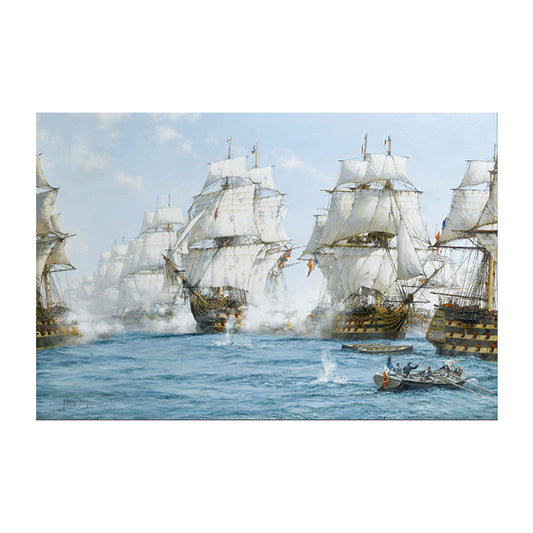 Battle with Pirates Art Print White and Blue Classical Wall Decor for Home Gallery Clearhalo 'Art Gallery' 'Canvas Art' 'Contemporary Art Gallery' 'Modern' Arts' 1598715