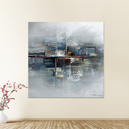 Abstract Wall Art Decor Modern Enchanting Sea Bridge Scenery Wrapped Canvas in Grey Clearhalo 'Art Gallery' 'Canvas Art' 'Contemporary Art Gallery' 'Modern' Arts' 1598728