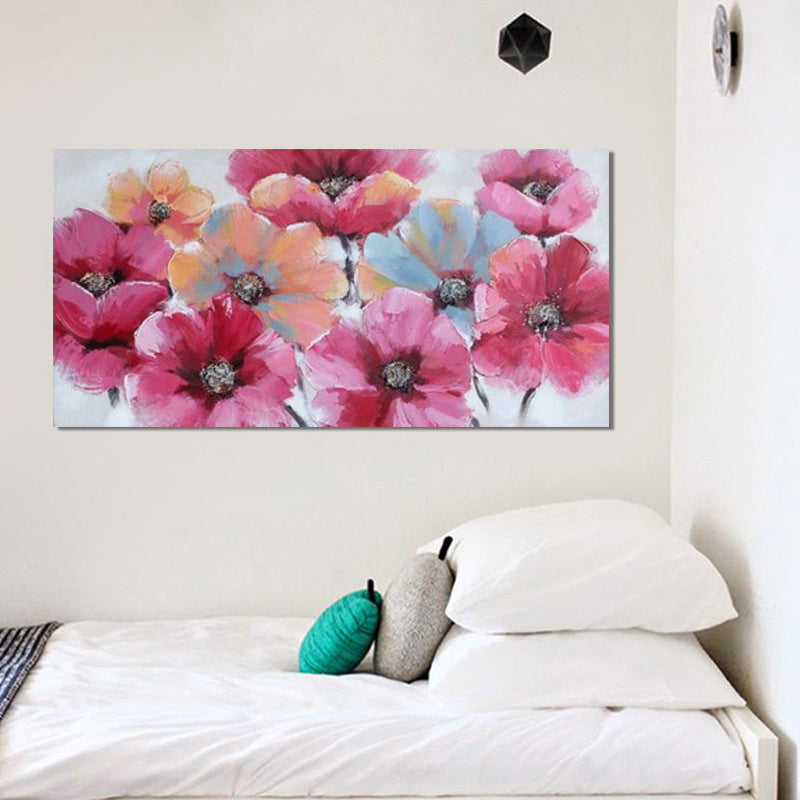 Flower Painting Canvas Art Trendy Beautiful Blossom Wall Decor in Pink for Bedroom Clearhalo 'Art Gallery' 'Canvas Art' 'Contemporary Art Gallery' 'Modern' Arts' 1598732