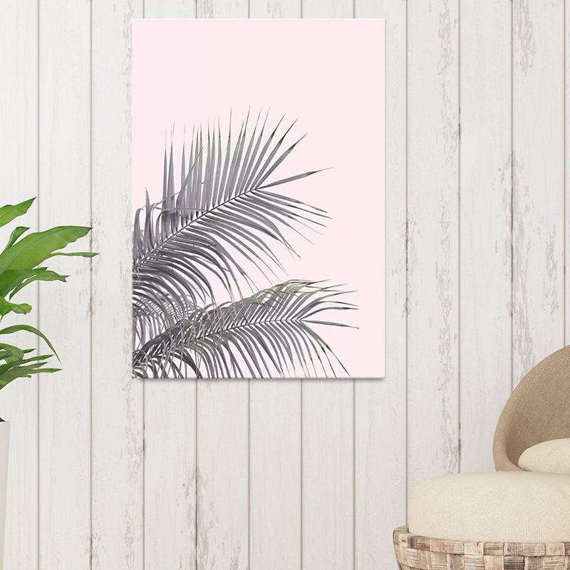 Tropical Plant Canvas Wall Art Soft Color Multi-Piece Wall Decor for Living Room Pink Clearhalo 'Art Gallery' 'Canvas Art' 'Contemporary Art Gallery' 'Modern' Arts' 1598766