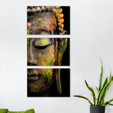 Buddha Painting Canvas Wall Art for Home Religious Wall Decor in Yellow, Multi-Piece Yellow 24" x 48" Clearhalo 'Art Gallery' 'Canvas Art' 'Contemporary Art Gallery' 'Modern' Arts' 1598774