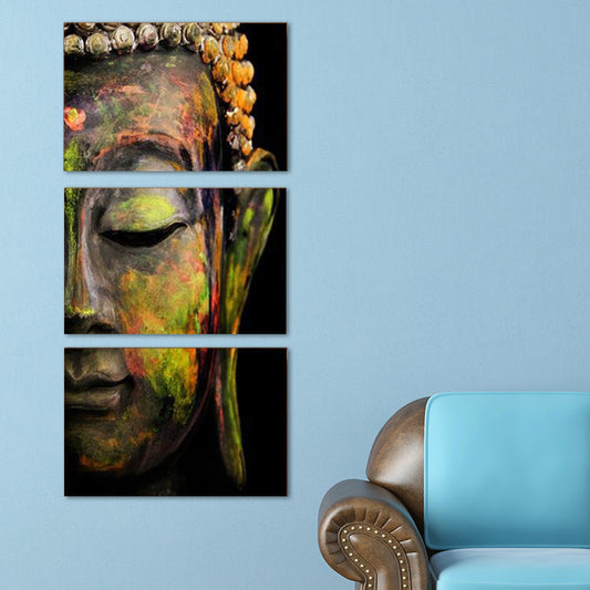 Buddha Painting Canvas Wall Art for Home Religious Wall Decor in Yellow, Multi-Piece Clearhalo 'Art Gallery' 'Canvas Art' 'Contemporary Art Gallery' 'Modern' Arts' 1598775