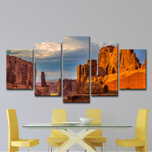 Brown Rock Park Landscape Canvas Multi-Piece Modernist Dining Room Wall Art Print Clearhalo 'Art Gallery' 'Canvas Art' 'Contemporary Art Gallery' 'Modern' Arts' 1598780
