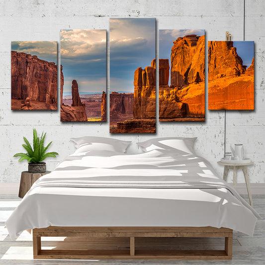 Brown Rock Park Landscape Canvas Multi-Piece Modernist Dining Room Wall Art Print Clearhalo 'Art Gallery' 'Canvas Art' 'Contemporary Art Gallery' 'Modern' Arts' 1598781