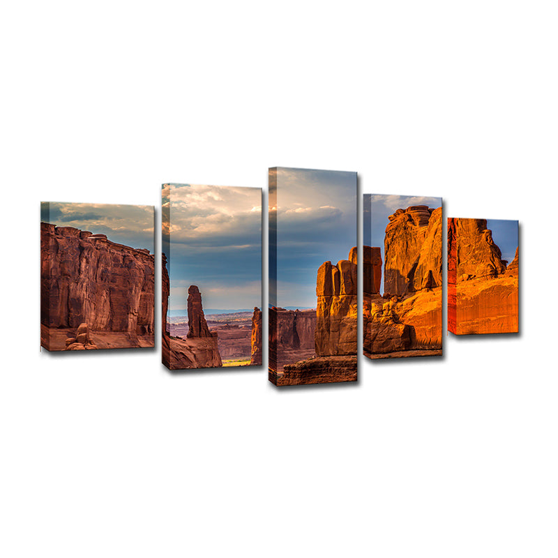 Brown Rock Park Landscape Canvas Multi-Piece Modernist Dining Room Wall Art Print Clearhalo 'Art Gallery' 'Canvas Art' 'Contemporary Art Gallery' 'Modern' Arts' 1598782