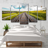 Green Railway Village Scenery Canvas Multi-Piece Wall Art for House Interior Clearhalo 'Art Gallery' 'Canvas Art' 'Contemporary Art Gallery' 'Modern' Arts' 1598793
