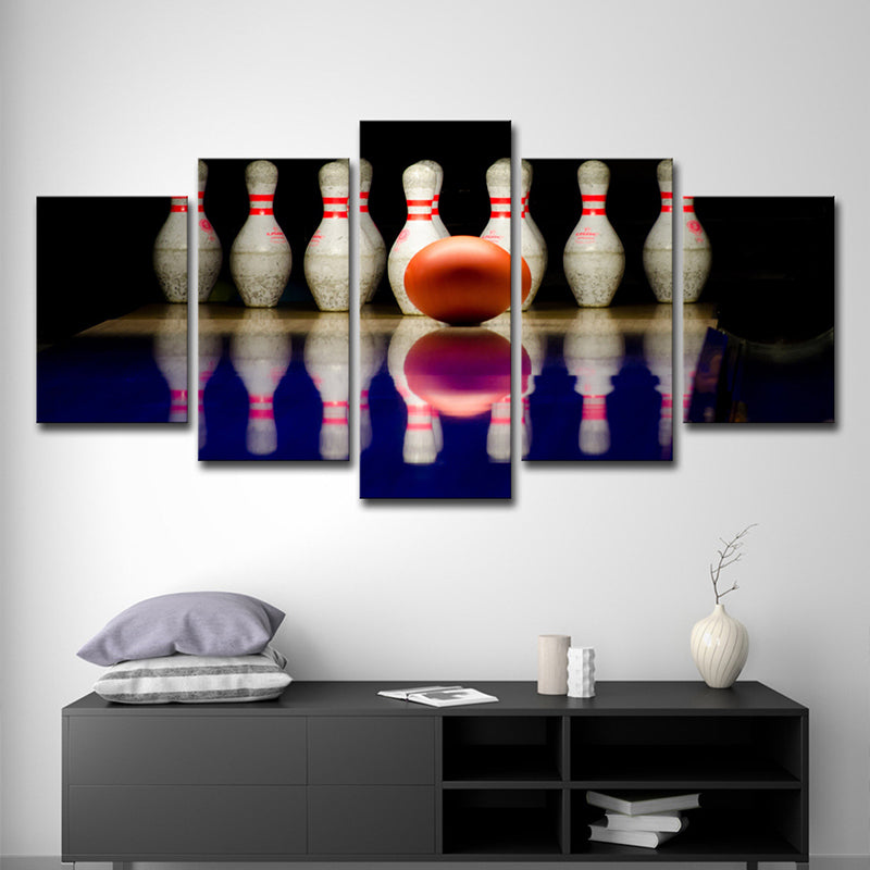 Multiple-Piece Bowling Wall Art Contemporary Canvas Print in White and Black for Home White Clearhalo 'Art Gallery' 'Canvas Art' 'Contemporary Art Gallery' 'Modern' Arts' 1598805
