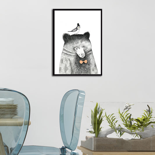 Gentleman Animal Wall Art Decor Kids Style Textured Surface Living Room Wrapped Canvas Clearhalo 'Art Gallery' 'Canvas Art' 'Kids' Arts' 1598819