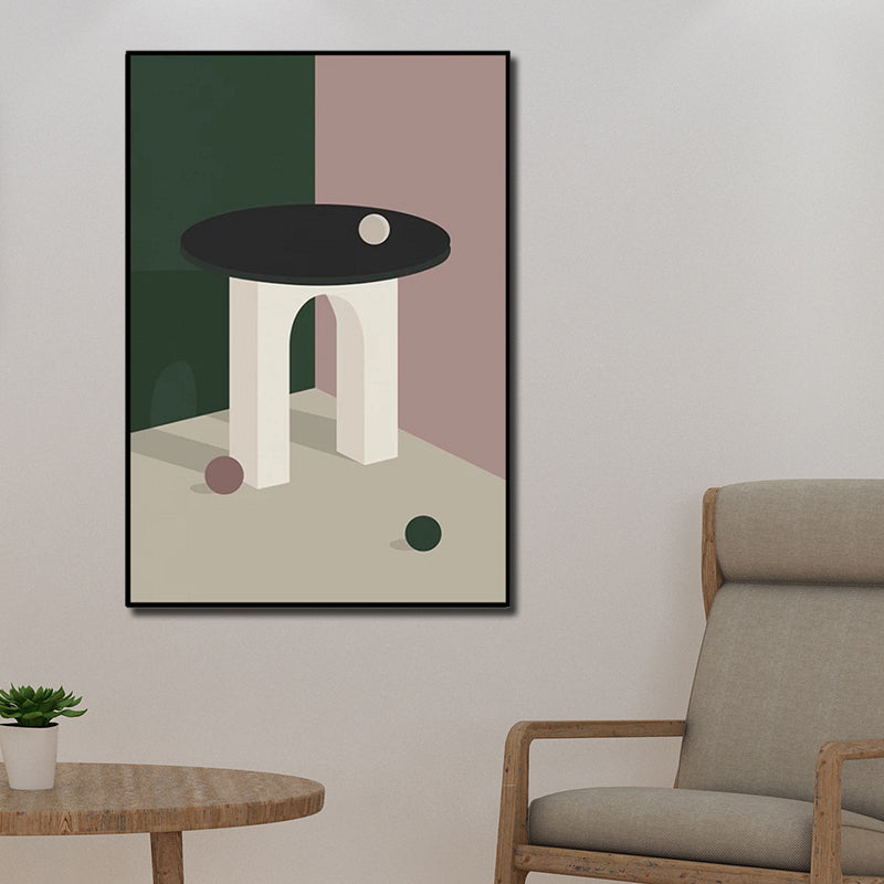 Ball and Patio Wall Art for Bedroom Architecture Canvas Print in Pink, Textured Surface Green Clearhalo 'Art Gallery' 'Canvas Art' 'Contemporary Art Gallery' 'Modern' Arts' 1598878