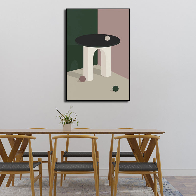 Ball and Patio Wall Art for Bedroom Architecture Canvas Print in Pink, Textured Surface Clearhalo 'Art Gallery' 'Canvas Art' 'Contemporary Art Gallery' 'Modern' Arts' 1598879