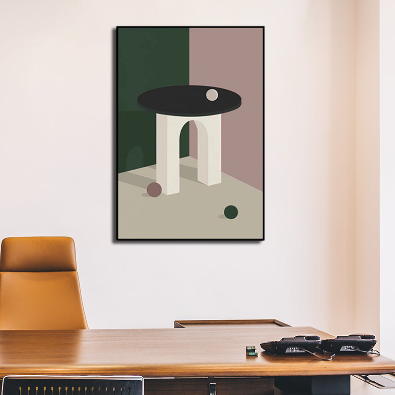 Ball and Patio Wall Art for Bedroom Architecture Canvas Print in Pink, Textured Surface Clearhalo 'Art Gallery' 'Canvas Art' 'Contemporary Art Gallery' 'Modern' Arts' 1598880