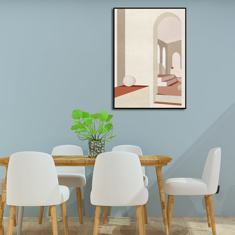 Home Interior View Art Print Contemporary Textured Living Room Wrapped Canvas in Light Color Clearhalo 'Art Gallery' 'Canvas Art' 'Contemporary Art Gallery' 'Modern' Arts' 1598887