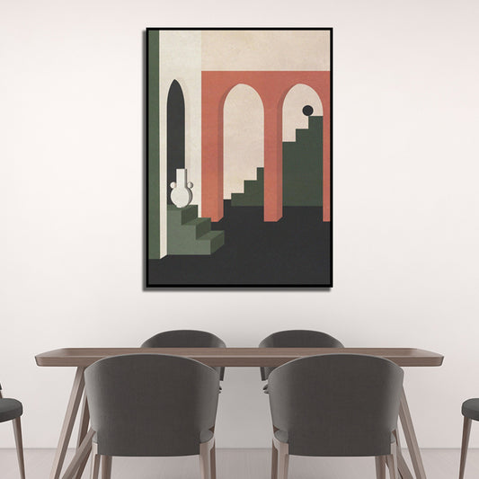 Modern Still Life Canvas Art Soft-Color Architecture Painting Wall Decor for Home Green Clearhalo 'Art Gallery' 'Canvas Art' 'Contemporary Art Gallery' 'Modern' Arts' 1598906