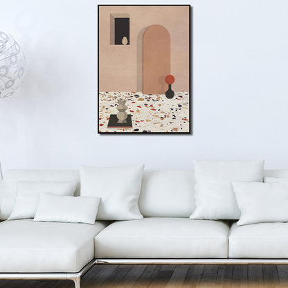 Modern Still Life Canvas Art Soft-Color Architecture Painting Wall Decor for Home Yellow Clearhalo 'Art Gallery' 'Canvas Art' 'Contemporary Art Gallery' 'Modern' Arts' 1598920