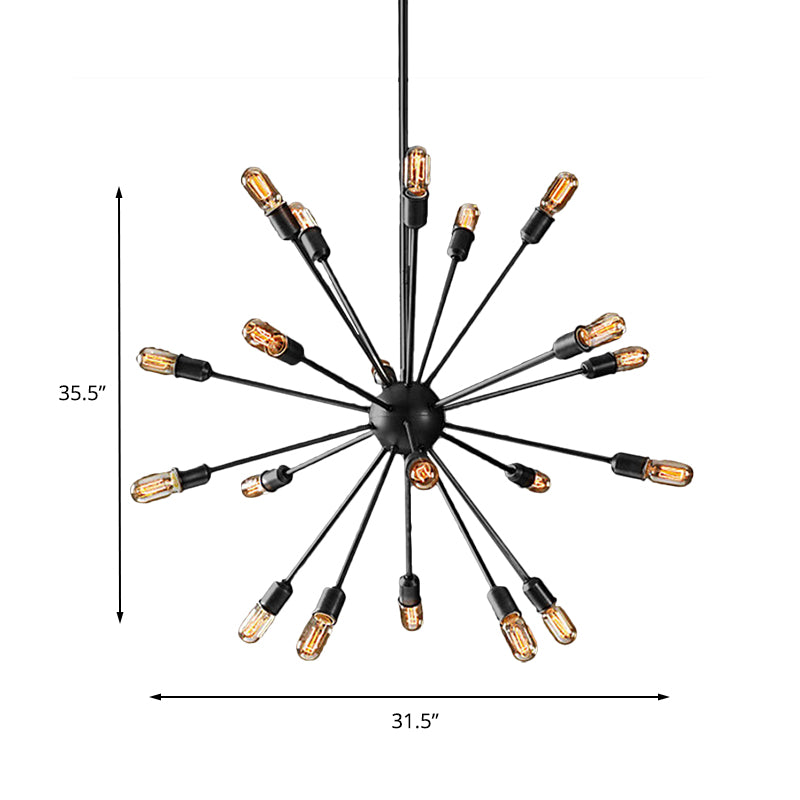 Black 9/12 Lights Chandelier Lighting Retro Industrial Metal Sputnik Pendant Lighting Fixture for Dining Room Clearhalo 'Cast Iron' 'Ceiling Lights' 'Chandeliers' 'Industrial Chandeliers' 'Industrial' 'Metal' 'Middle Century Chandeliers' 'Rustic Chandeliers' 'Tiffany' Lighting' 159893