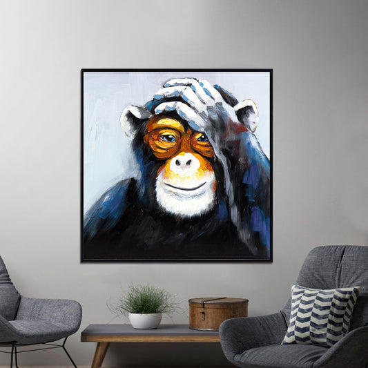 Black Orangutan Canvas Art Animal Print Modern Textured Wall Decoration for Home Clearhalo 'Art Gallery' 'Canvas Art' 'Contemporary Art Gallery' 'Modern' Arts' 1598934