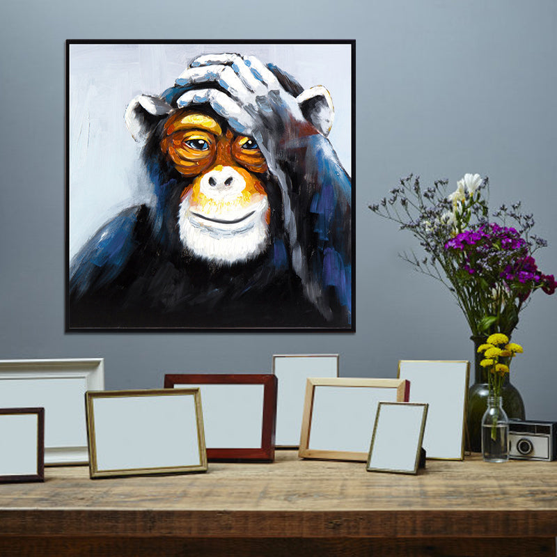Black Orangutan Canvas Art Animal Print Modern Textured Wall Decoration for Home Clearhalo 'Art Gallery' 'Canvas Art' 'Contemporary Art Gallery' 'Modern' Arts' 1598935