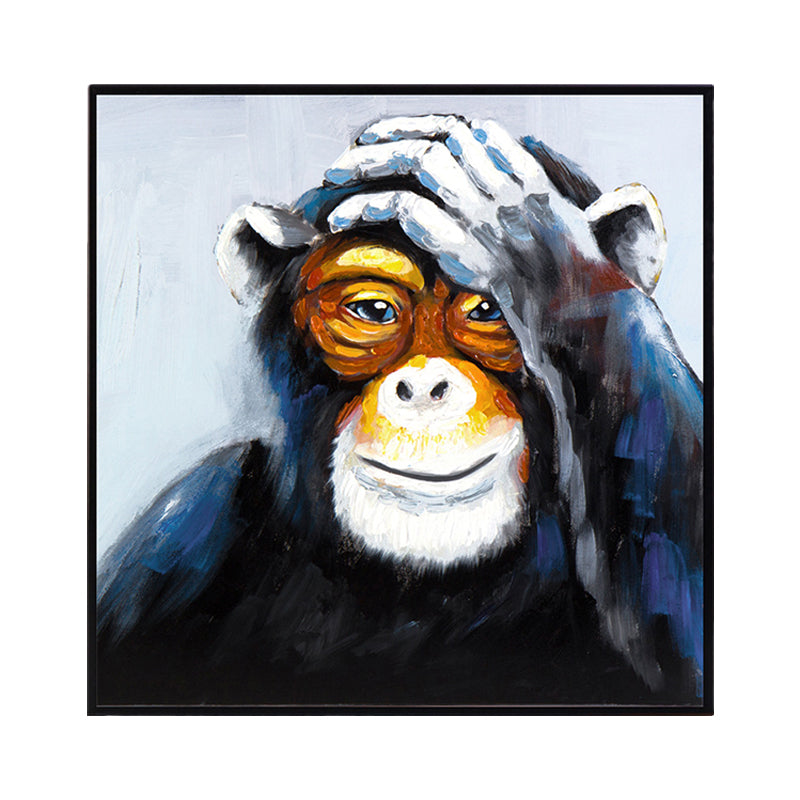 Black Orangutan Canvas Art Animal Print Modern Textured Wall Decoration for Home Clearhalo 'Art Gallery' 'Canvas Art' 'Contemporary Art Gallery' 'Modern' Arts' 1598936