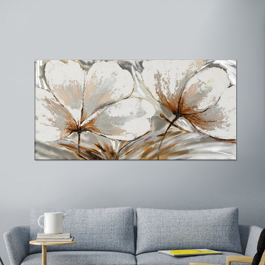 Canvas White-Brown Painting Minimalist Flower Blossom Wall Art Decor for Living Room Clearhalo 'Art Gallery' 'Canvas Art' 'Contemporary Art Gallery' 'Modern' Arts' 1598942