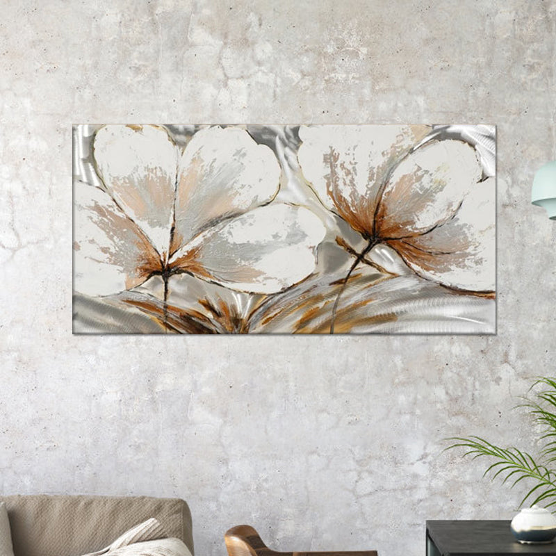 Canvas White-Brown Painting Minimalist Flower Blossom Wall Art Decor for Living Room Clearhalo 'Art Gallery' 'Canvas Art' 'Contemporary Art Gallery' 'Modern' Arts' 1598943