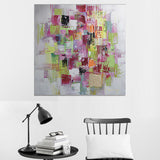 Abstract Mosaics Painting Red and Green Contemporary Art Canvas Print for Living Room Clearhalo 'Art Gallery' 'Canvas Art' 'Contemporary Art Gallery' 'Modern' Arts' 1598973