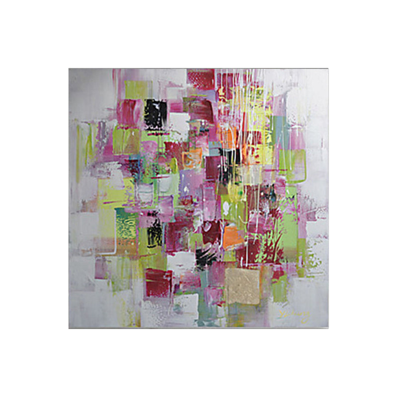 Abstract Mosaics Painting Red and Green Contemporary Art Canvas Print for Living Room Clearhalo 'Art Gallery' 'Canvas Art' 'Contemporary Art Gallery' 'Modern' Arts' 1598975