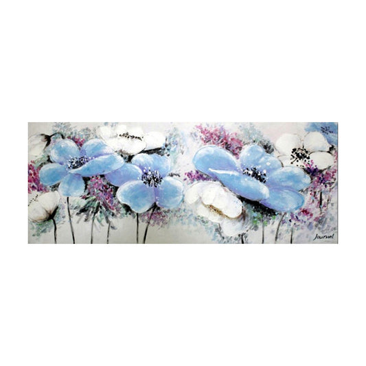 Blue-Pink Blooming Flower Painting Textured Modernist Living Room Wall Art Decor Clearhalo 'Art Gallery' 'Canvas Art' 'Contemporary Art Gallery' 'Modern' Arts' 1598980