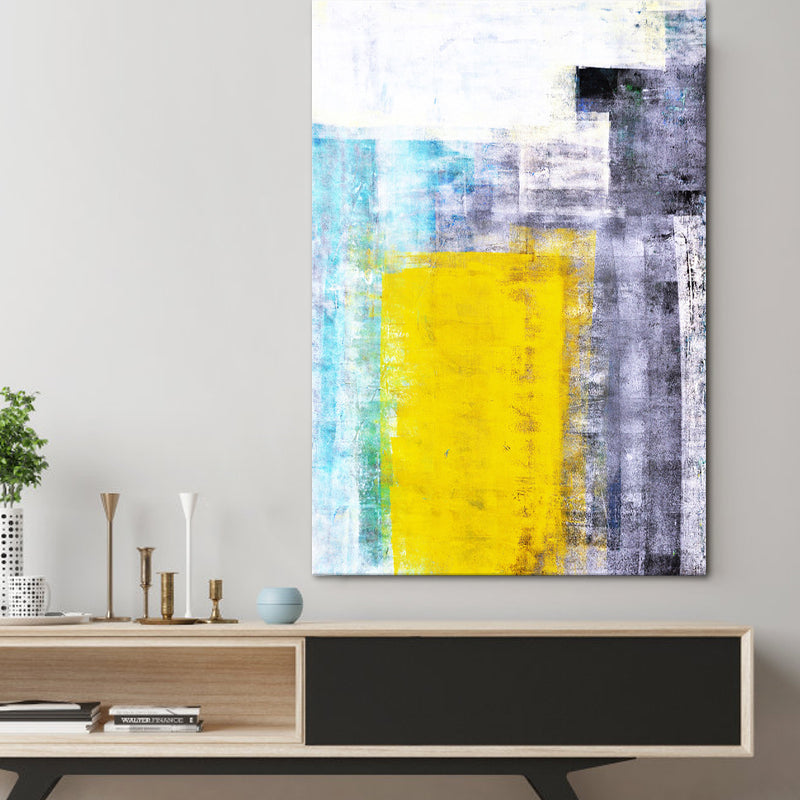 Inspiring Color-Blocking Painting for Living Room Abstract Canvas Wall Art, Textured Yellow Clearhalo 'Art Gallery' 'Canvas Art' 'Contemporary Art Gallery' 'Modern' Arts' 1598994