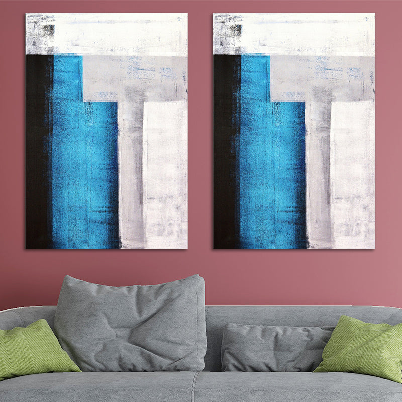 Inspiring Color-Blocking Painting for Living Room Abstract Canvas Wall Art, Textured Blue Clearhalo 'Art Gallery' 'Canvas Art' 'Contemporary Art Gallery' 'Modern' Arts' 1599002