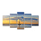 Photography Sailboat in Ocean Sunset Art Print for Living Room, Sky Blue and Yellow Clearhalo 'Art Gallery' 'Canvas Art' 'Coastal Art Gallery' 'Nautical' Arts' 1599042