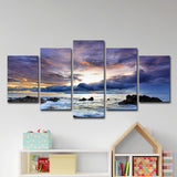 Nightfall Cloudy Ocean Scenery Art Print Modern Multi-Piece Canvas Wall Decor in Blue Clearhalo 'Art Gallery' 'Canvas Art' 'Contemporary Art Gallery' 'Modern' Arts' 1599055