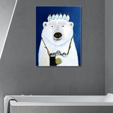 Illustration Polar Bear Wall Art Print for Living Room, Soft Color, Textured Surface Clearhalo 'Art Gallery' 'Canvas Art' 'Kids' Arts' 1599068