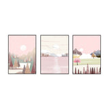 Park Scenery Wall Art Set for Living Room Beautiful Landscape Print Canvas in Pink Clearhalo 'Art Gallery' 'Canvas Art' 'Kids' Arts' 1599082