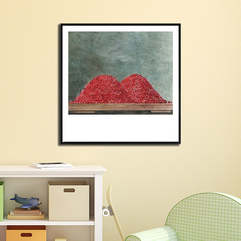 Minimalism Fruit-Paint Wall Art Decor Living Room Canvas Print in Pastel Color, Textured Red Clearhalo 'Art Gallery' 'Canvas Art' 'Contemporary Art Gallery' 'Contemporary Art' 'Minimalism' 'Minimalist Art Gallery' 'Scandinavian' Arts' 1599086