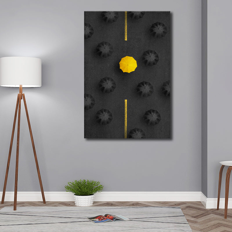 Modern Aesthetic Umbrella Art Print Canvas Textured Black Wall Decor for Dining Room Clearhalo 'Art Gallery' 'Canvas Art' 'Contemporary Art Gallery' 'Modern' Arts' 1599108