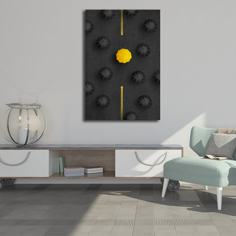 Modern Aesthetic Umbrella Art Print Canvas Textured Black Wall Decor for Dining Room Clearhalo 'Art Gallery' 'Canvas Art' 'Contemporary Art Gallery' 'Modern' Arts' 1599109