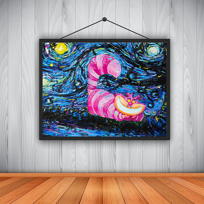 Canvas Textured Art Print Contemporary Raccoon under Starry Moon Night Sky Painting Blue Clearhalo 'Art Gallery' 'Canvas Art' 'Contemporary Art Gallery' 'Modern' Arts' 1599122